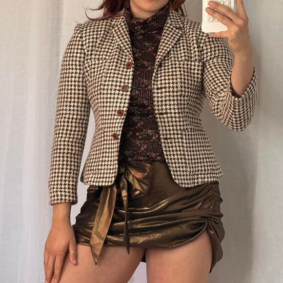 Ann Taylor Jackets & Blazers - Vintage Brown Houndstooth Fitted Blazer – Ann Taylor Petites